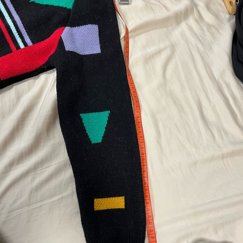 Colorful Geometric Knit Sweater & Purple Corduroy Skirt Set - Picture 9 of 13